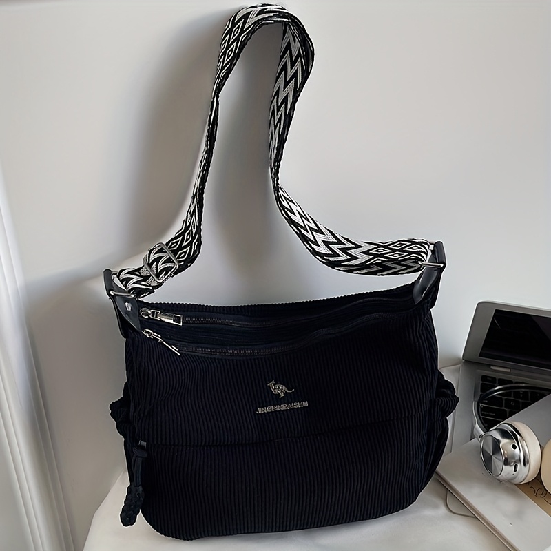 E-shop Lässige, vielseitige Damen Schultertasche - Hergestellt aus Cordstoff, eine stylische, einfarbige Umhängetasche mit verstellbarem Riemen, mit
