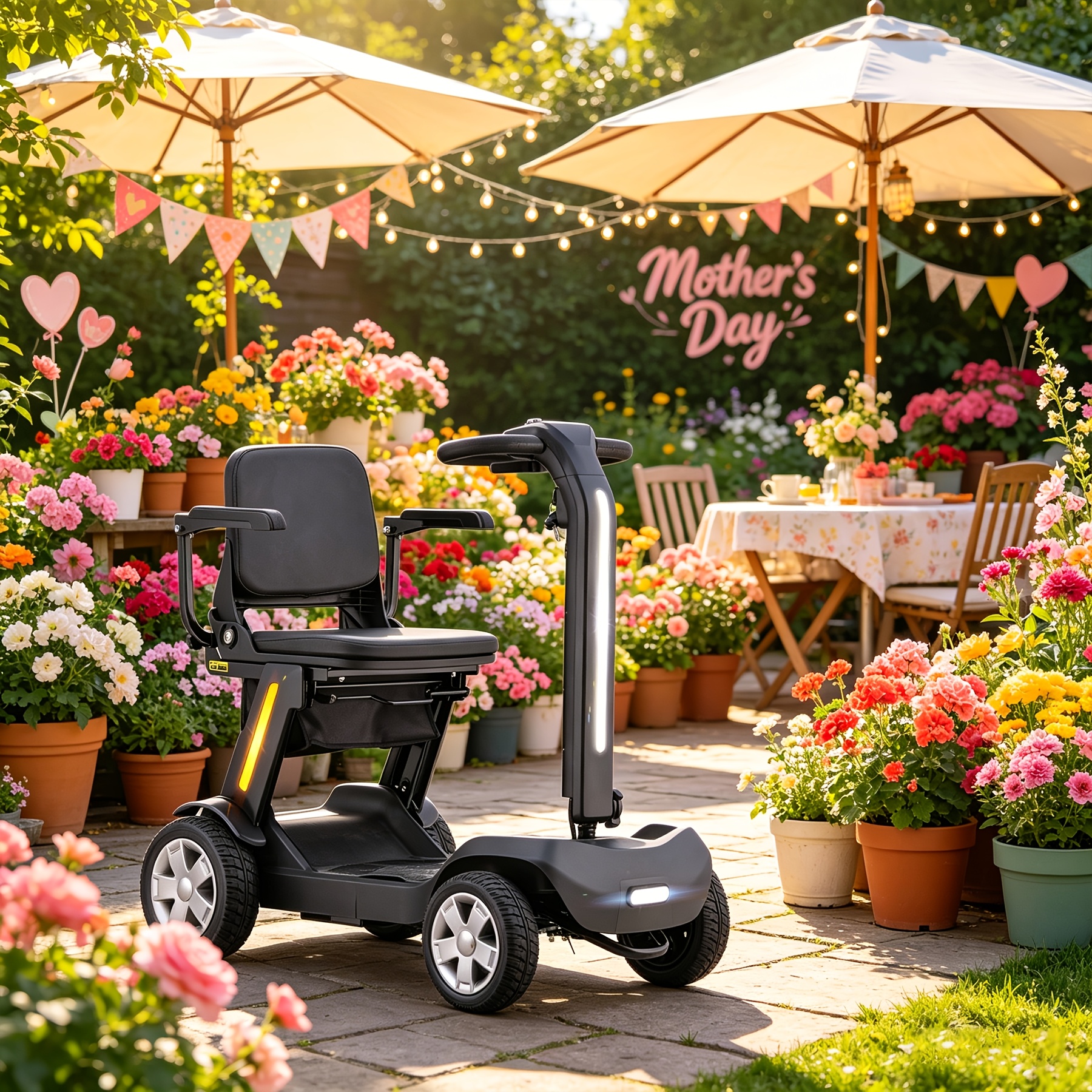 mothers day 4 wheel electric scooter for adults seniors 300w 24v12ah battery 4mph   10mile range lightweight foldable scooter electric with led lights storage bag charger no assembly free insulated cup gift random colors Product details 6