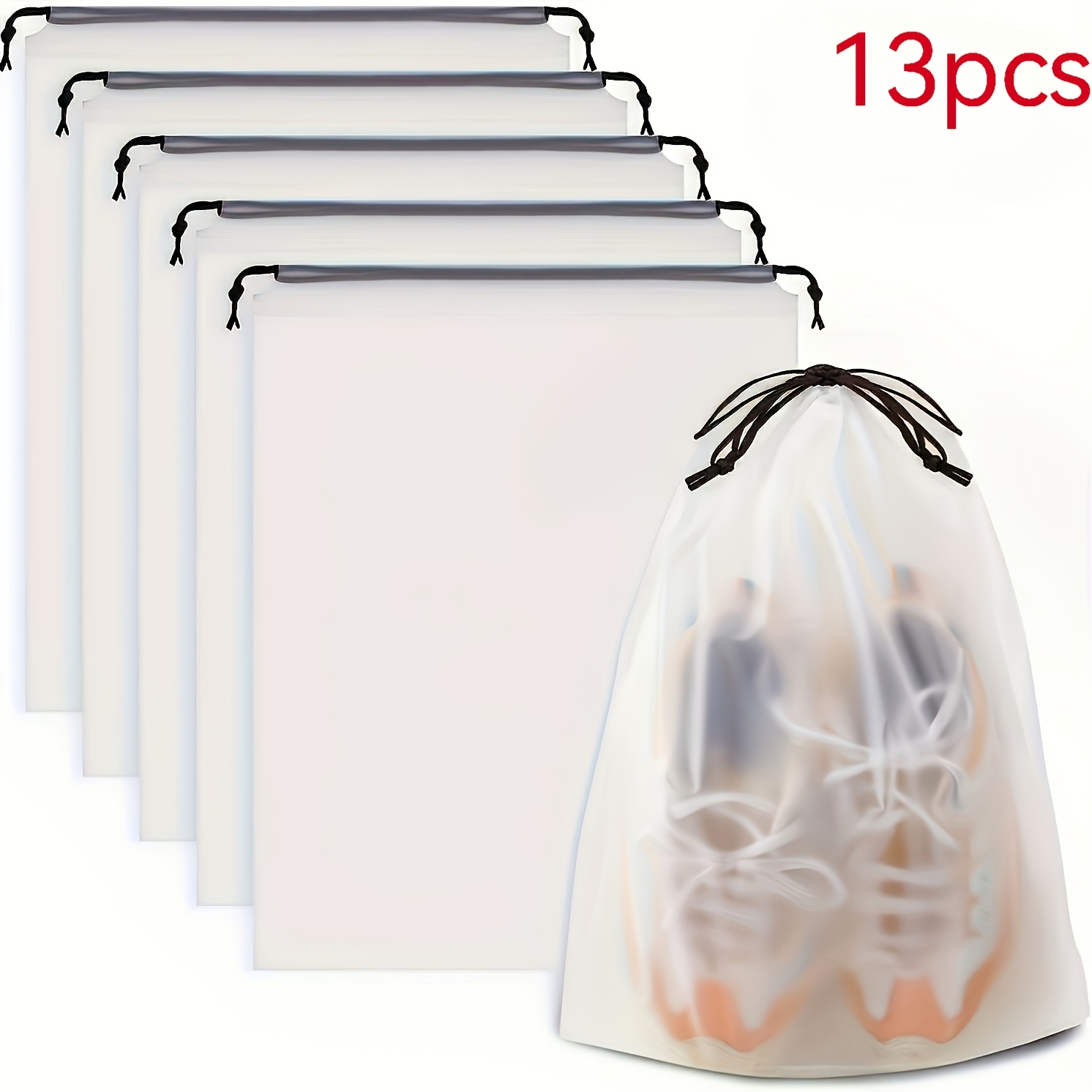 TEMU 8/13pcs Transparent Waterproof Plastic Storage Bags - Portable Reusable High-quality Organizer Bags, Suitable For Travel, Gym, Laundry, Shoe And