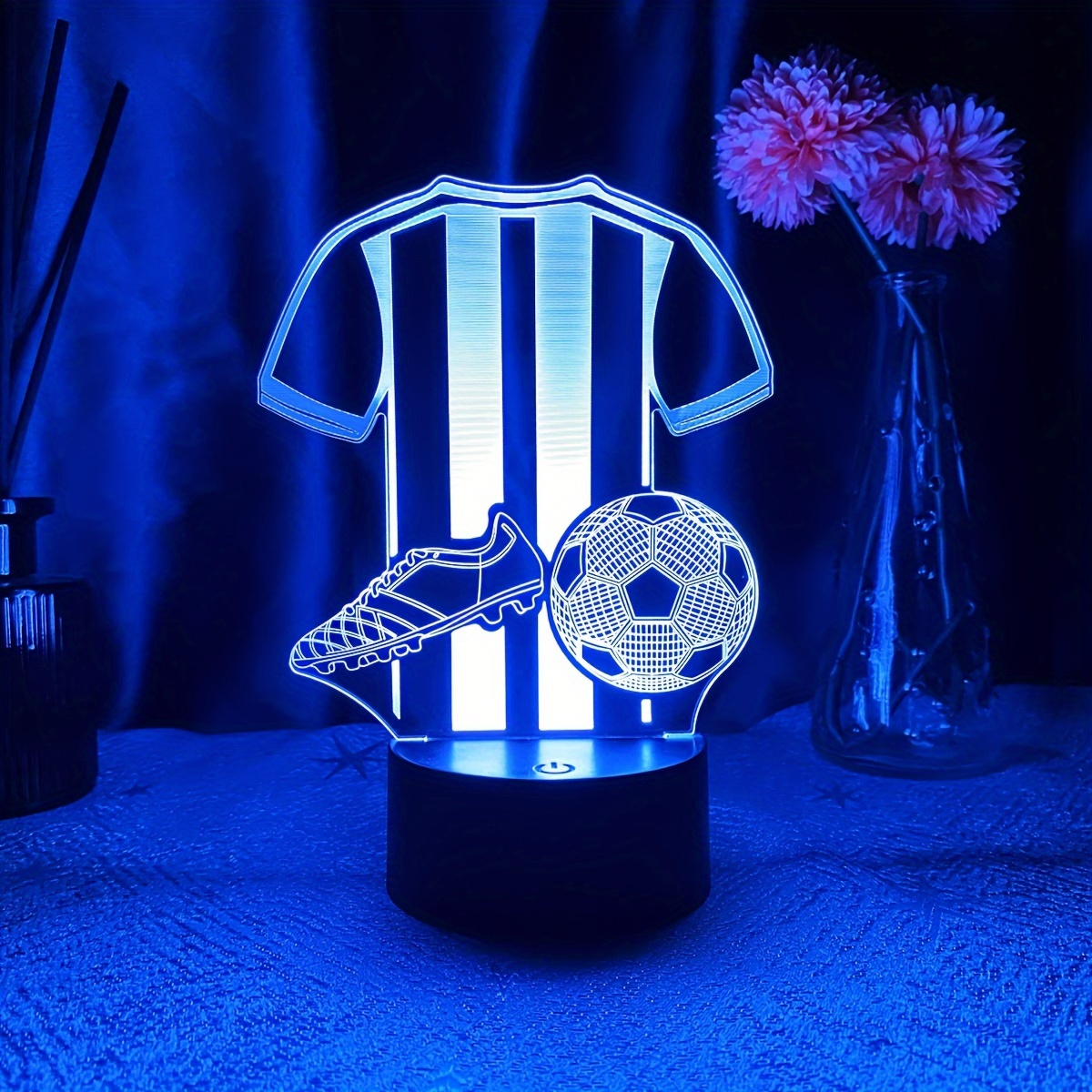 

goal-scoring" 3d Soccer Gear Led Night Light - Football Jersey & Cleats Design, Usb Powered Ambient Lamp, Perfect Gift For Soccer Fans