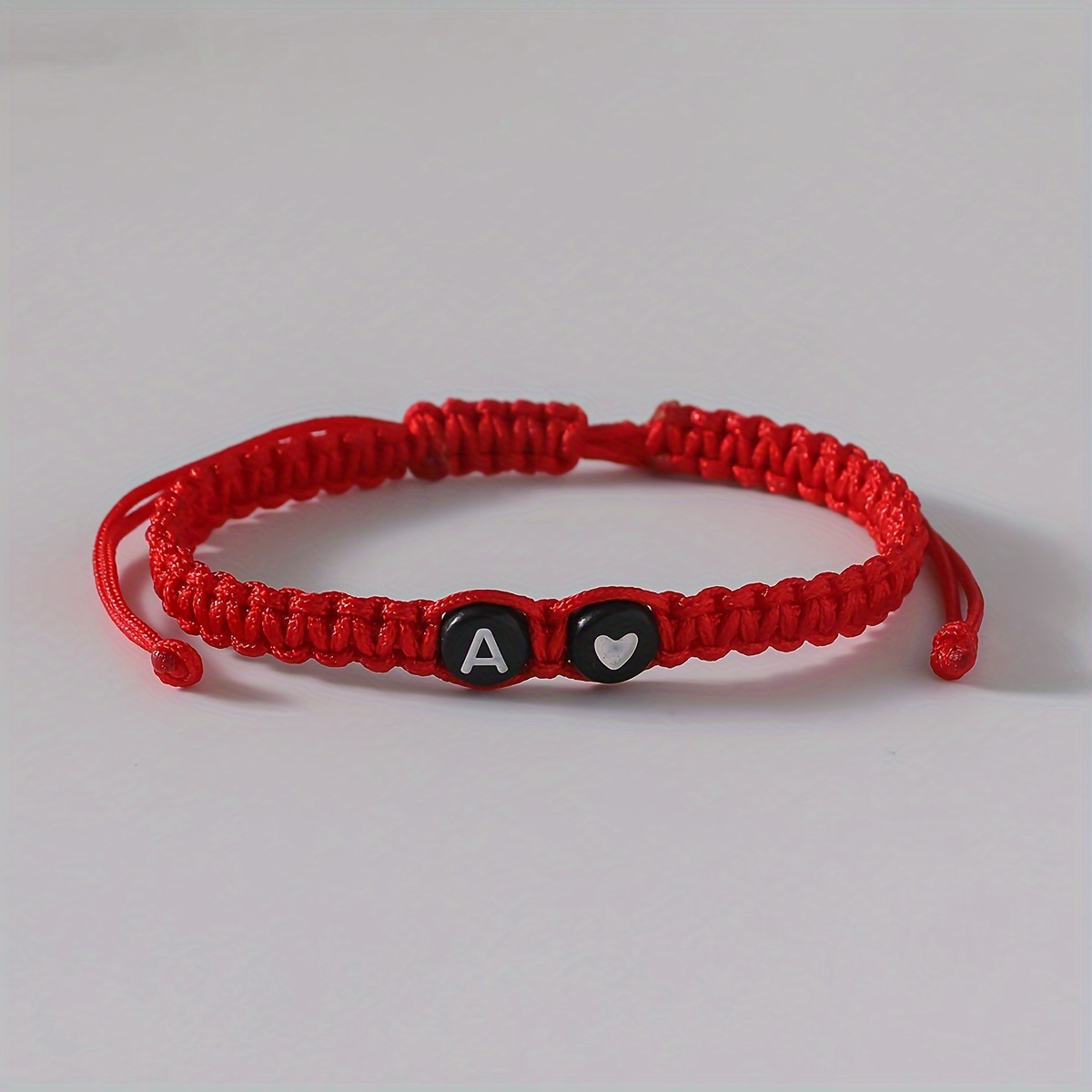 Adjustable Braided Couple Bracelet Heart Letter Charms Red Rope