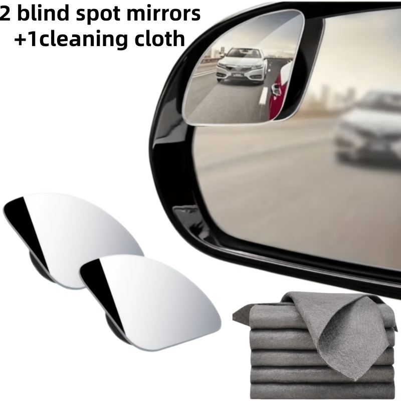 The Front Blind Spot Mirror, 2 Blind Spot Mirrors + 1 Cleaning Cloth, 360&deg; Wide-angle Convex Rearview Mirror, Blind Spot Mirror For Car, Suitable For All Vehicles