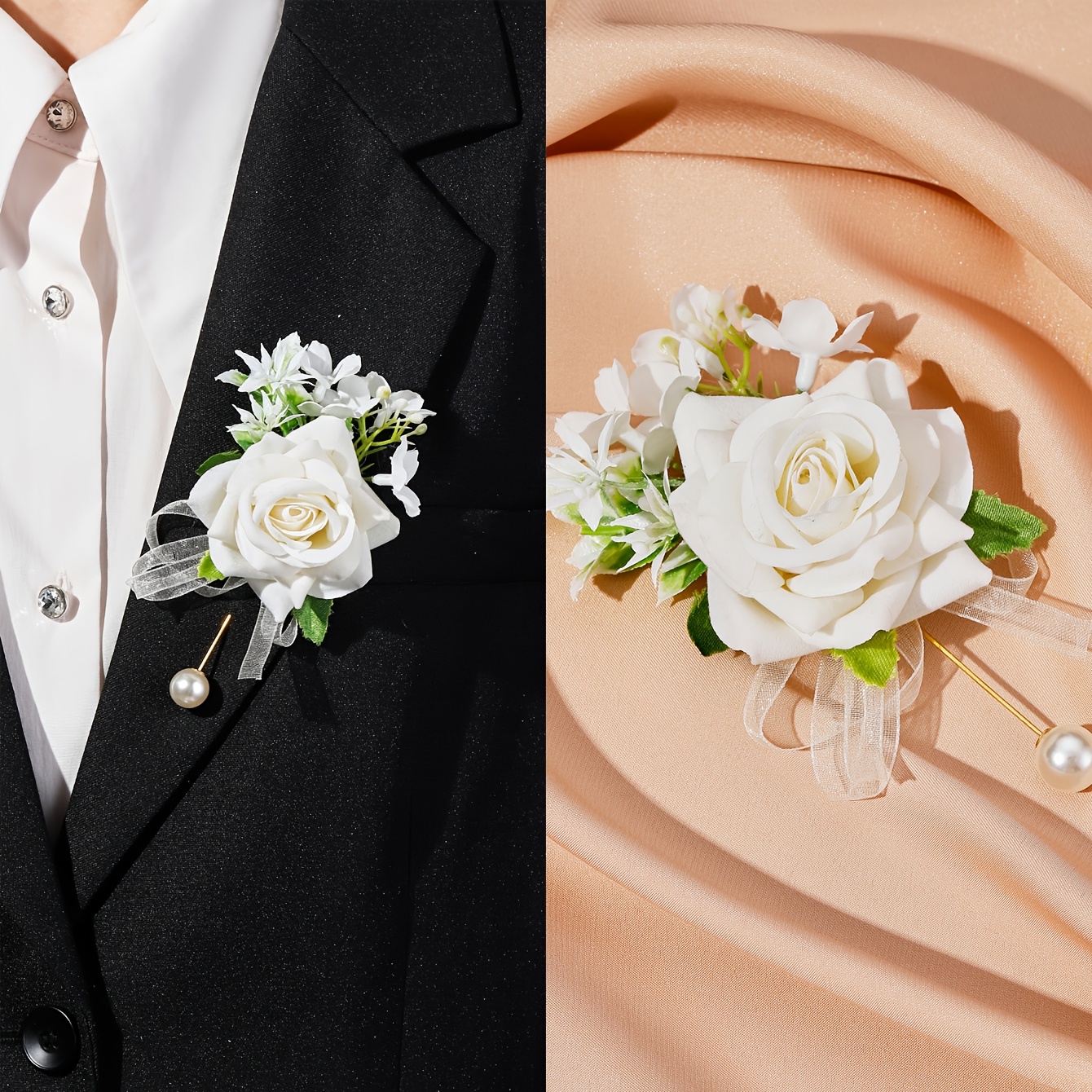 E-shop Eine künstliche Rosen-/Sonnenblumen-Ansteckblume, geeignet für Hochzeiten, Bälle Jahrestage. Ideal für Bräute, Brautjungfern, Männer Bräutigame