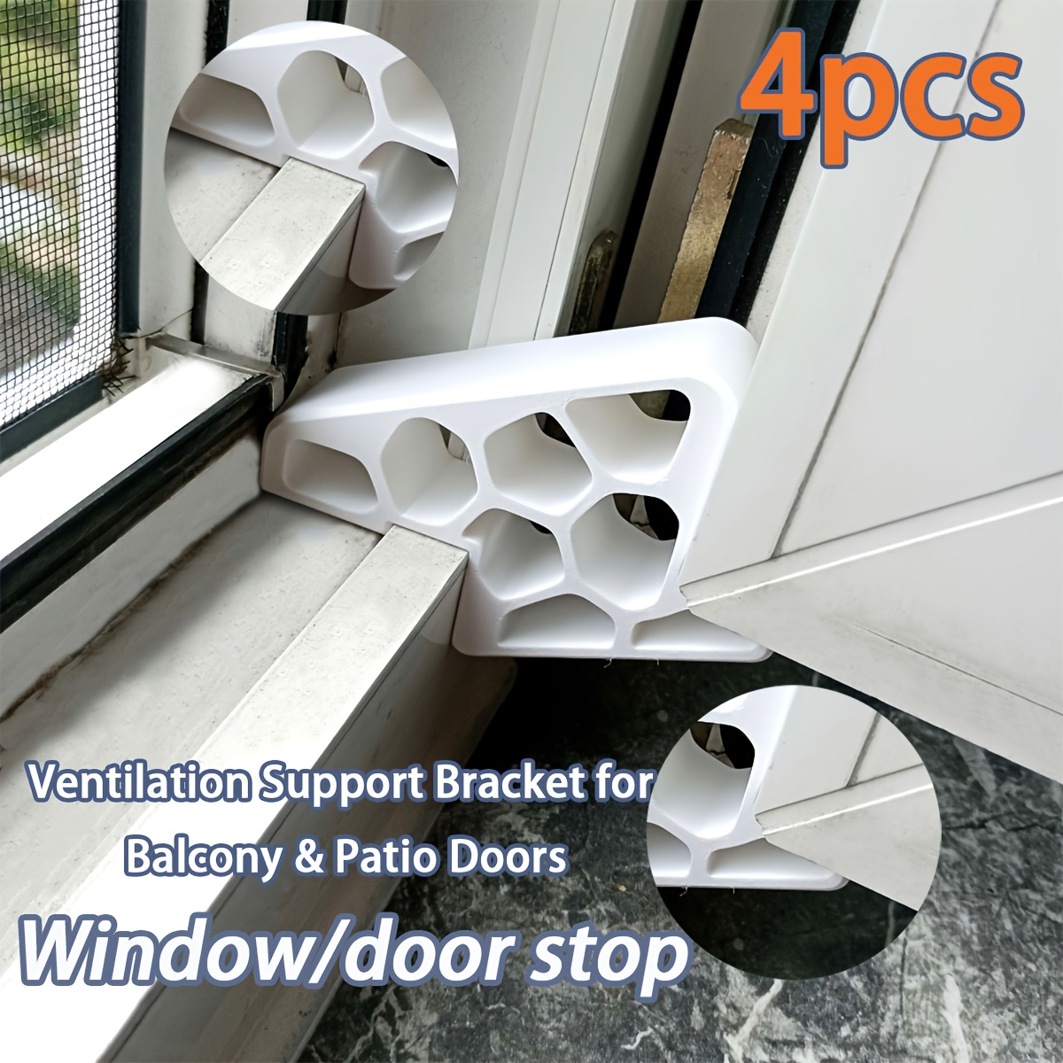 E-shop 4-tlg. Tür- Fensterstopper-Set – Fensterstopper, robuste Kunststoff-Stoßschutzleisten Schienenverriegelungs-Set zur Verhinderung von