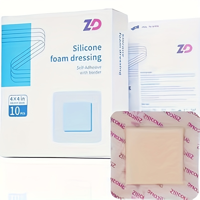 10pcs Self-Adhesive Silicone Foam Dressing Pads - 10.16x10.16 cm, Waterproof, Sterile Wound Care and Protection, Ideal for Minor Cuts and Burns, Wound Care Essentials|Selfadhesive Dressing|Waterproof Foam