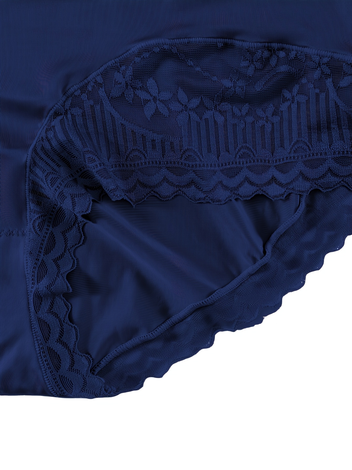 Women's Plus Size High Waist Shapewear Panties - Soft, Comfortable Nylon Blend with Lace Detail, Breathable & Elastic Tummy Control, Elegant Solid Color Briefs