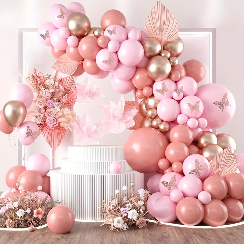 

111pcs Balloons Garland Arch Kit, Birthday Party Decor Rose Golden Latex Balloons, Wedding Party Supplies, Bridal Shower Engagement Anniversary Decor Balloon