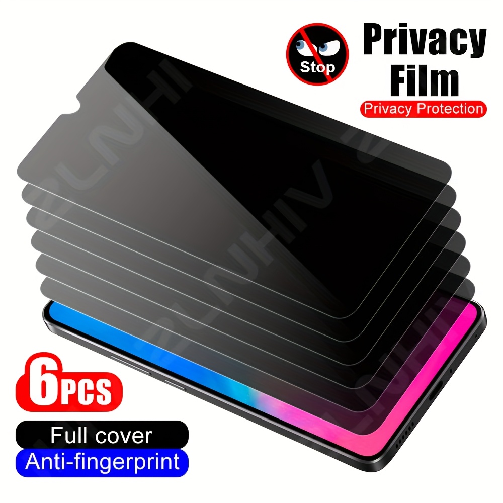 TEMU 6pcs Anti-peep Tempered Film For A16/a06/a05 Mobile Phone Full Screen A15 4g/a25 Anti-peep Protective Sticker A35/a55 Tempered Film A04/a14