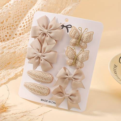 8pcs set of simple and minimalist bow hair clips bohemian knitted bow hair clips for holiday parties ponytail clips fashion hair accessory set