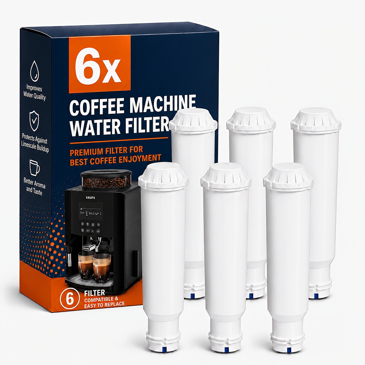 Image of 6pcs Water Filters For Coffee Machines, Compatible With Filter Cartridge, Nivona Water Filter Cartridge, F088