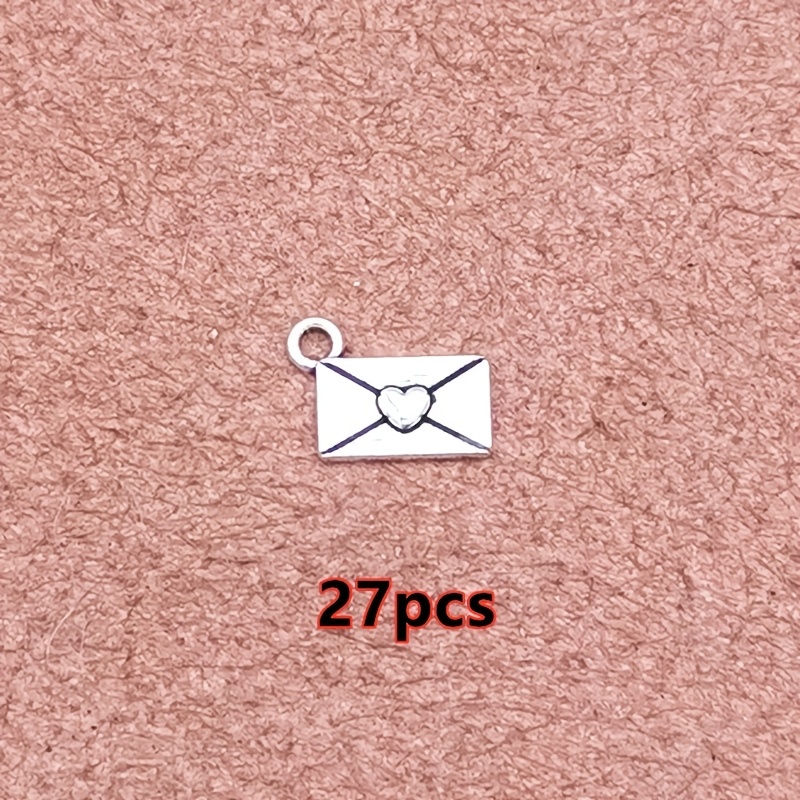 TEMU 27pcs Heart Envelope Charm Pendants, Women's Fashion Pendants, Bohemian Style Jewelry Accessories, Handmade Making Supplies For Bracelets,