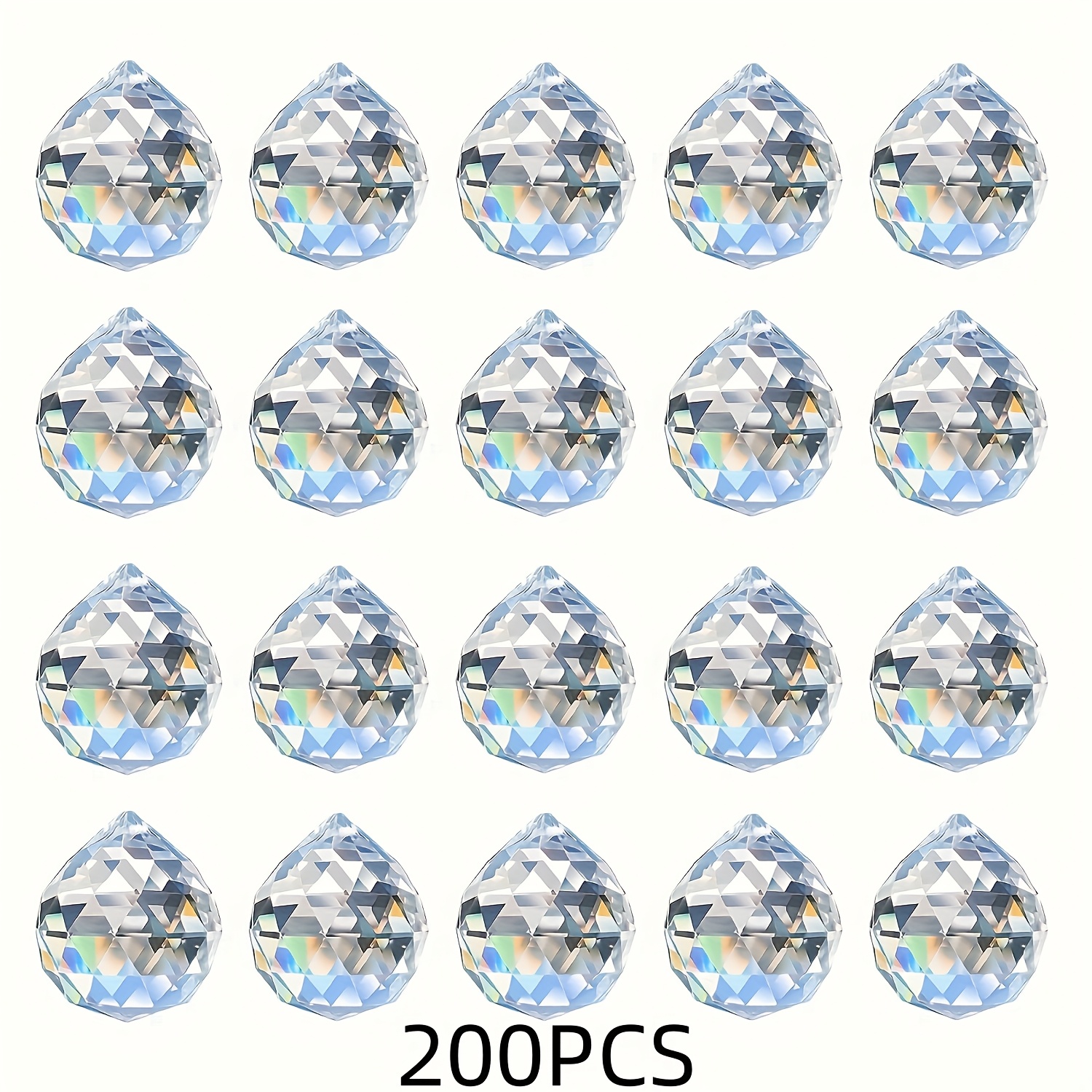 Image of 200pcs Transparent Glass Prisms, 8x10mm Crystal Pendants For Chandelier Accessories, Suitable For Wedding Decorations, Balcony, Kitchen, And Garden