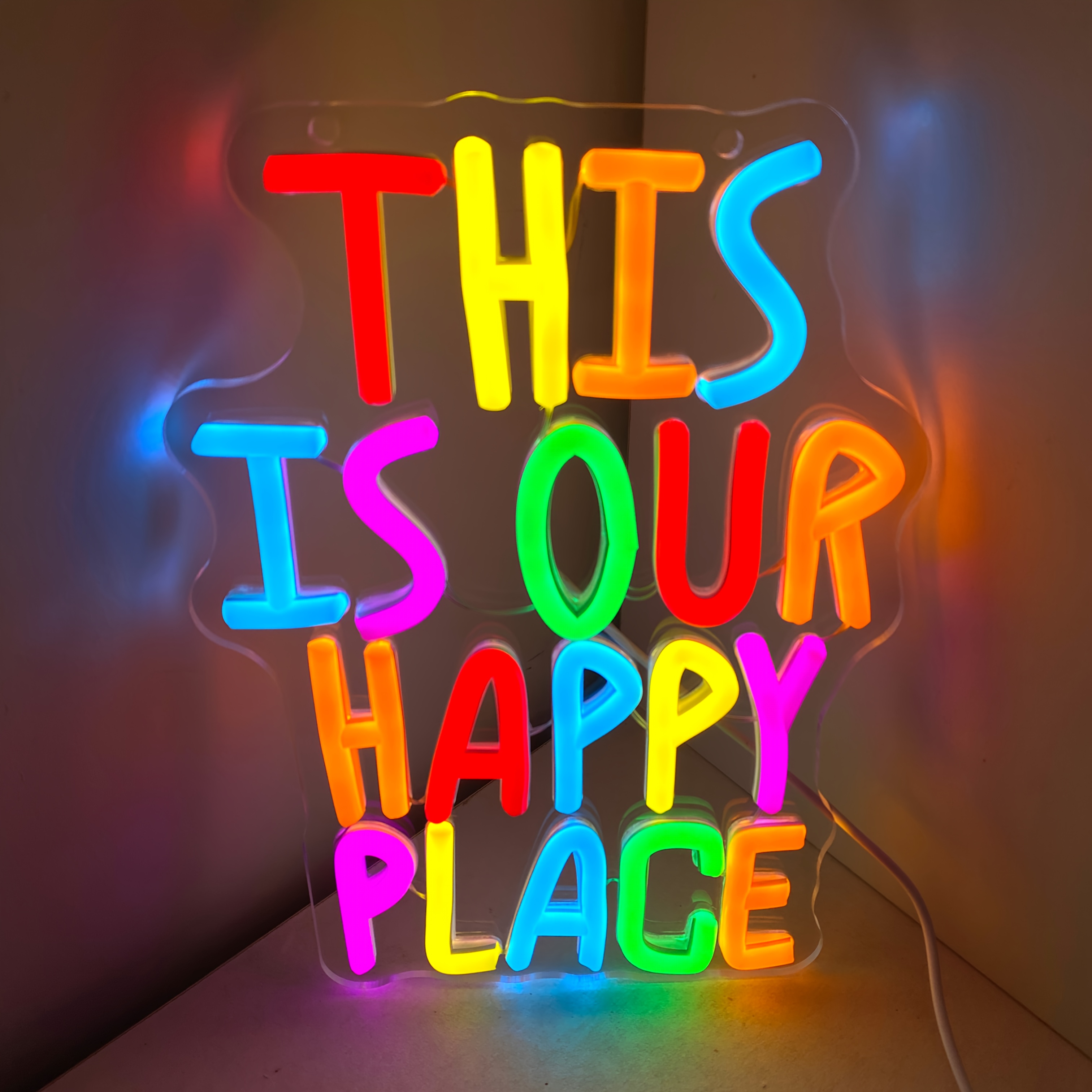 TEMU Liuyang "this Is Our Happy " Neon Sign, Colorful Led Wall Decor For Bedroom, Studio, Playroom, Cafe, Restaurant, Office, , Library, Bookstore,