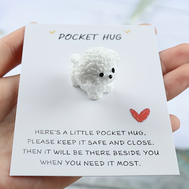 

1pc Animal Print Pocket Hug Greeting Card With Dog-shaped Resin Token - Personalized Touch For Any Occasion, Wedding, Friendship, Miss You - Versatile Mini Keepsake Gift For Anyone