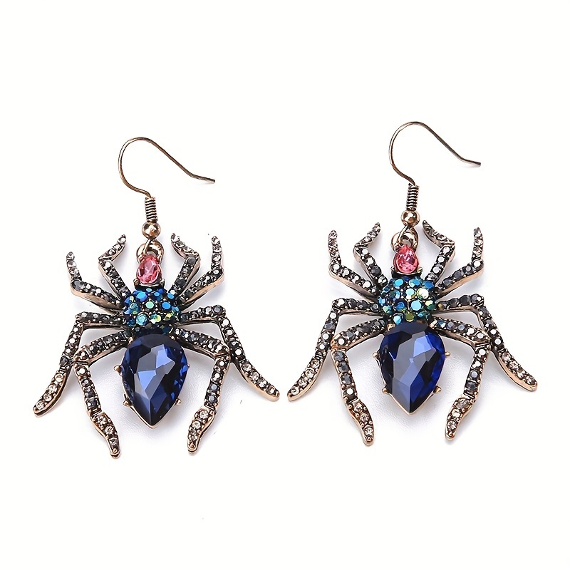 TEMU 1 Pair Of Colorful And Unique Spider Women's Earrings, Hip-hop Style Gothic Accessories, Suitable For Halloween Carnival And Party Outfits