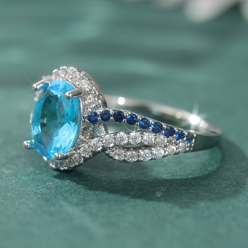 Luxurious Oval Synthetic Zirconia Ring, Perfect Gift