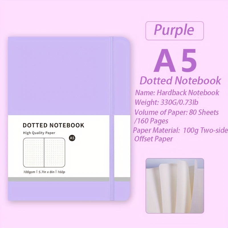 Image of 1pc Notebook Suitable For Office Writing, Dot Grid Inner Pages In Solid Macaron Colors, Usually Used For Recording Important Events And The Office