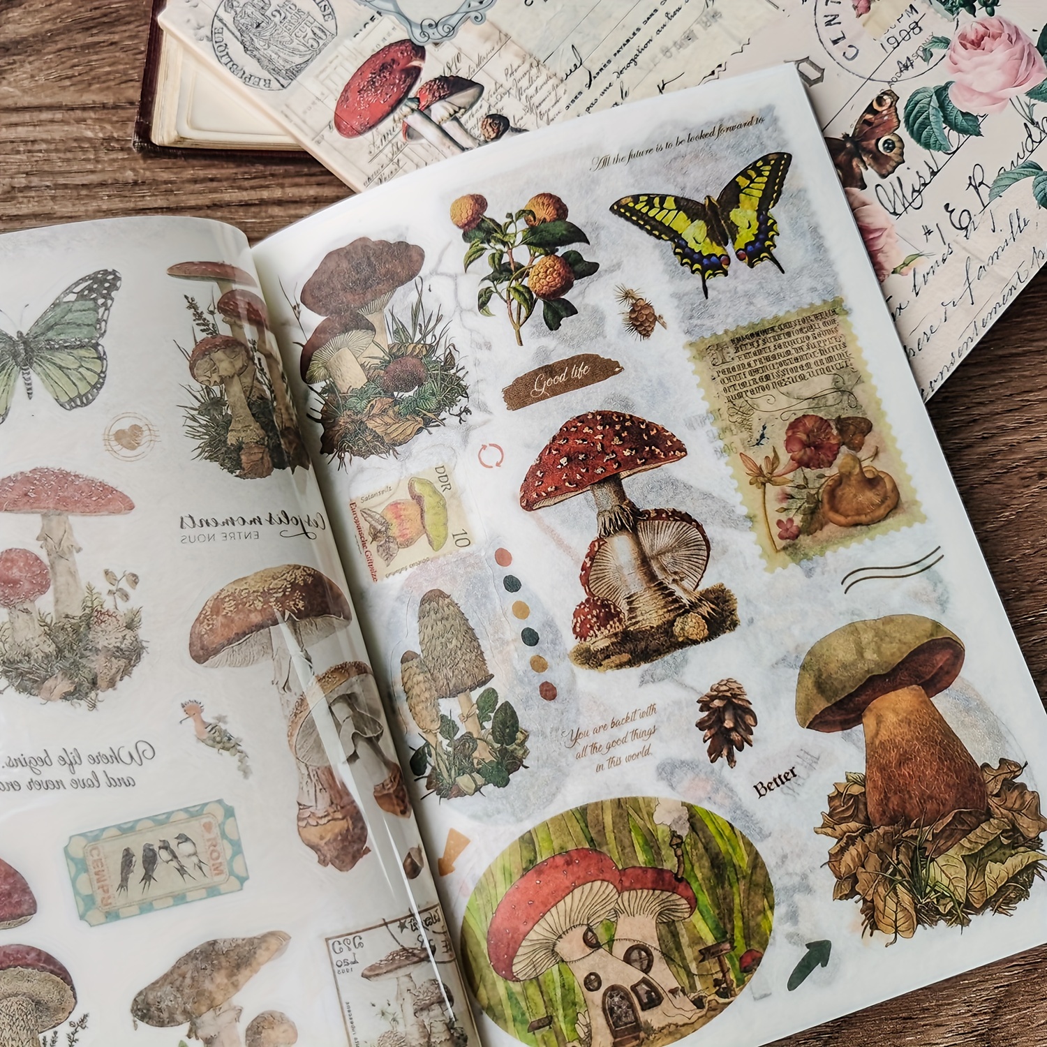 

1 Book Of 20 Sheets Of Plant, Flower And Pattern Decorative Hand Account Sticker Book With Materials