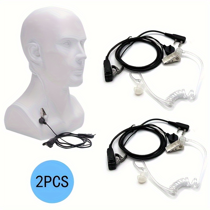 UAYESOK Pack De 2 Écouteurs Talkie-Walkie Tube Acoustique Air Covert Avec Micro PTT Pour Baofeng UV-5R Kenwood - Idéal Sécurité & Randonnée