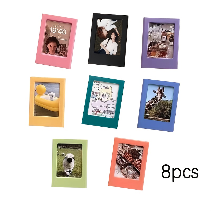 5 8pcs color 3 inch magnetic photo frame refrigerator magnetic photo frame for   instax negatives photo display record   office   room bedroom decoration valentines day birthday new year gifts