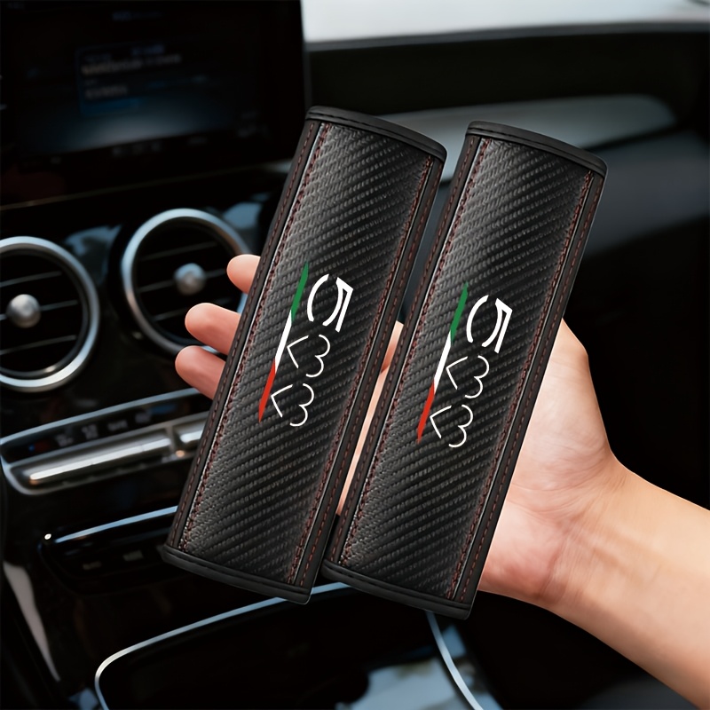 TEMU 2pcs Carbon Fiber Texture Car Seat Belt Shoulder Pad Covers - Suitable For 500 Car, Fashionable Sports Design, Car Seat Belt Pad, , Comfortable