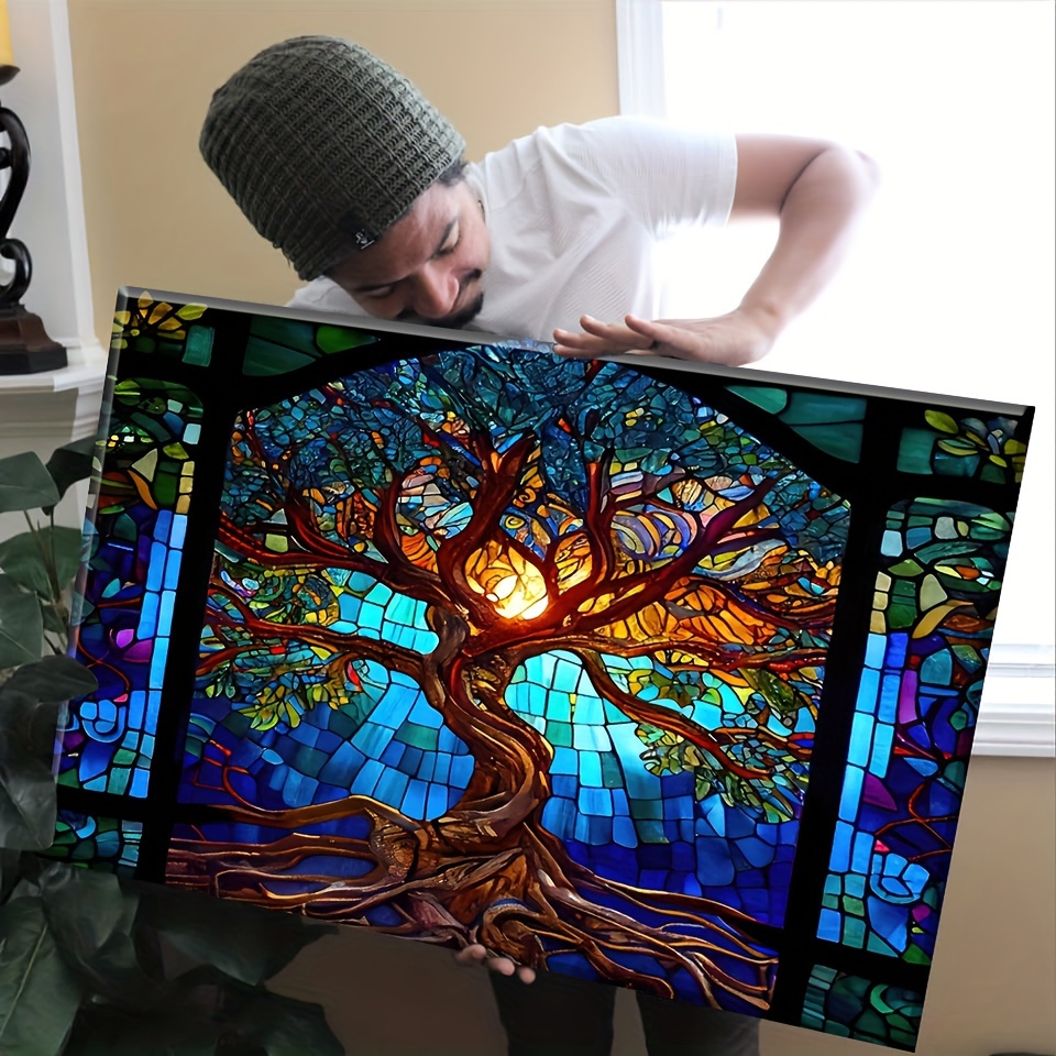 

1pc Painting Extra Large Tree Of Life Canvas Posters And Prints Pictures With Frame For Living Room & Bedroom, Home Decoration, Festival Gift For Her/him, Ready To Hang