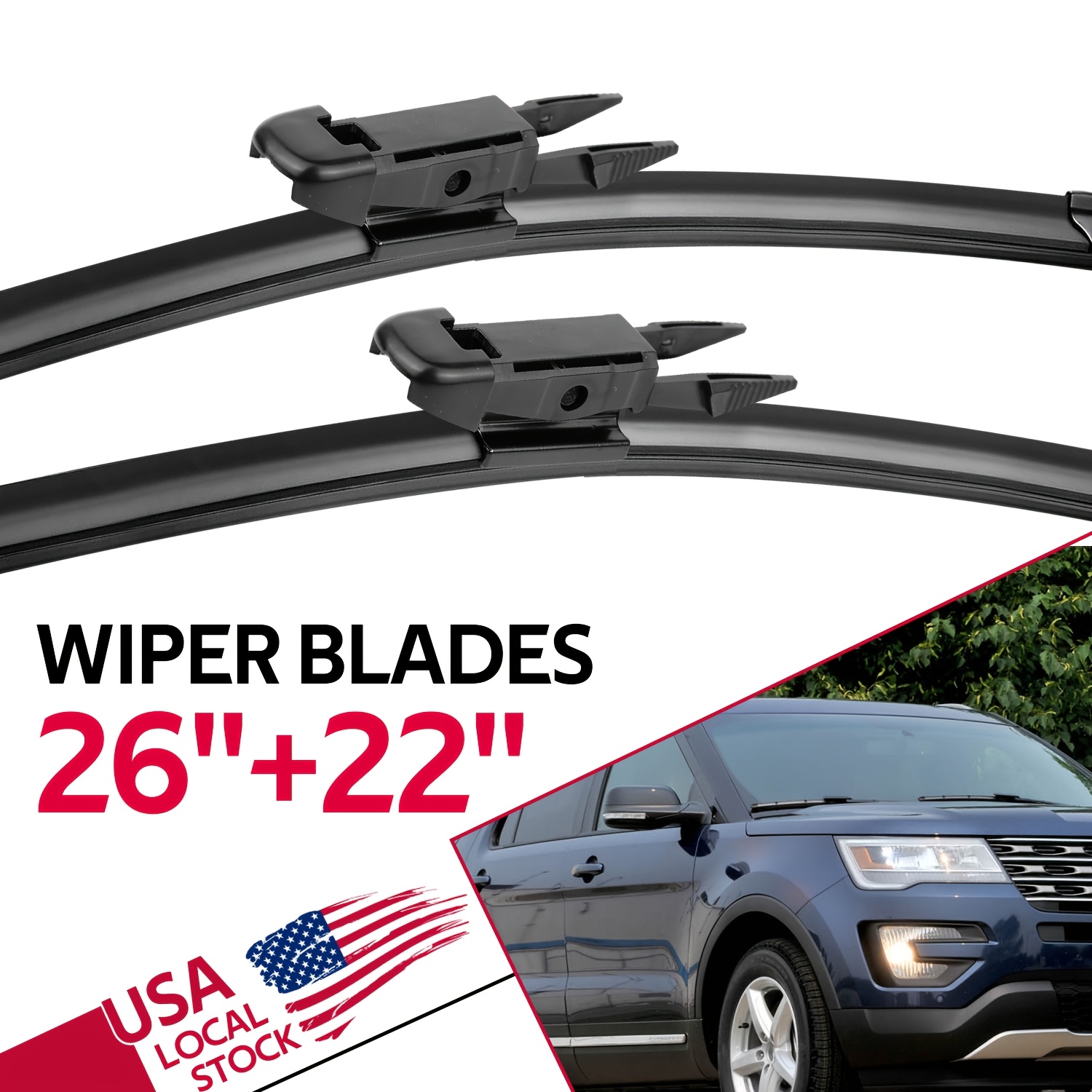 TEMU 26inch+22inch 2pcs In 1 Pack Front Windshield Wiper Blades Set All Season Streak-free Replacement For Sequoia 2008 - 2021 For Tundra 2007 - 2021