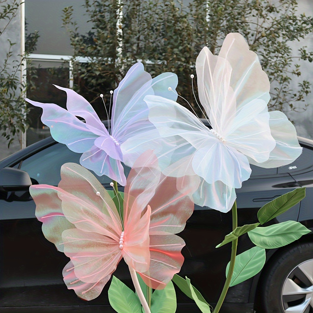

New 50cm Magic Colorful Butterfly Decoration, Outdoor Wedding Dress Shooting Props, Window Wedding Decoration, Stereo Butterfly Decoration (not Include Support Rod) Halloween Gift