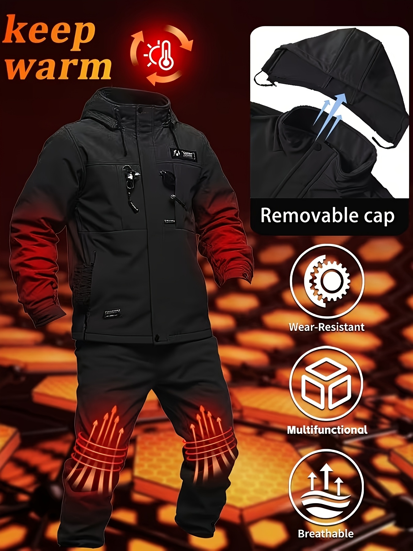 Men's Autumn Winter Thickened Fleece Tactical Set
