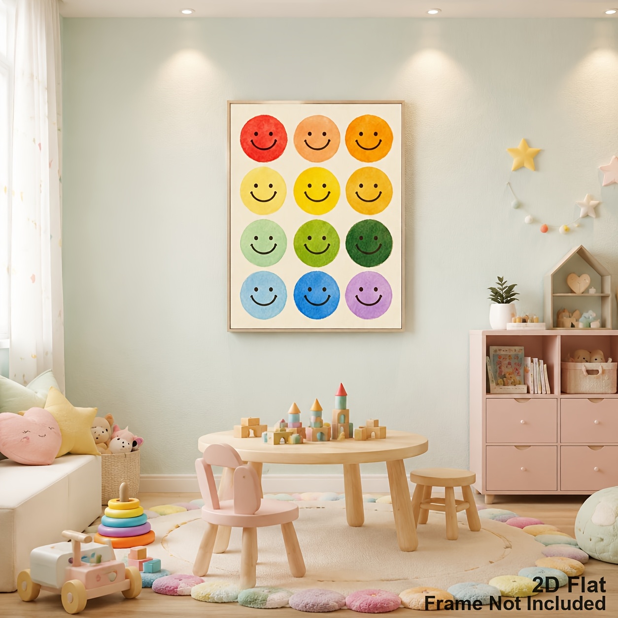 Colorful Watercolor Joyful Face Posters for Kids Room