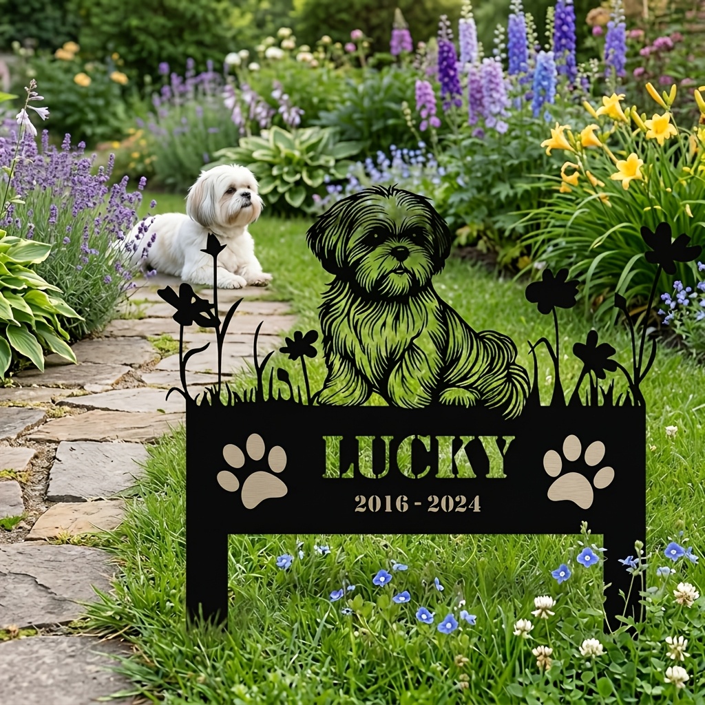 Personalized Dog Memorial Garden Stake Metal Outdoor Headstone Plaque