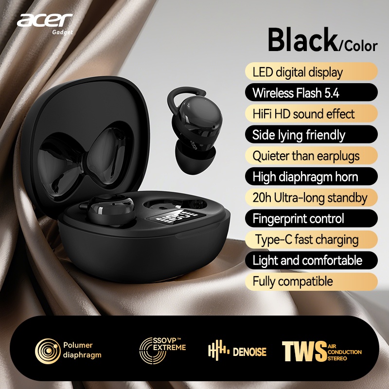 Image of Acer Wireless Headphones Ohr557, Ultra-long Standby, Panoramic Sound, Led Digital Display, No Delay, Multi-device, Light And Comfortable, Fast Charging, Compact For Travel/sports/gaming/business/study