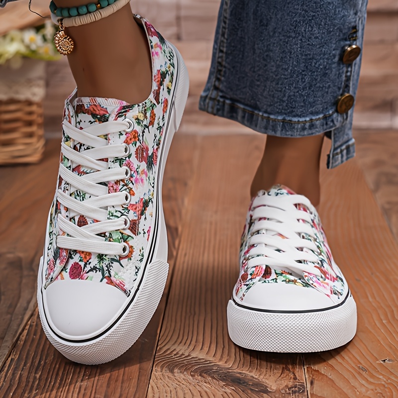 TEMU Sneakers, Stylish Women' S Road Running Shoes With Ditsy Floral Prints. Featuring Flat Soles And Breathable Lining, Deliver , Stable And Great