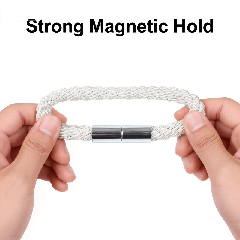 Magnetic Curtain Holdbacks with a Thick Braided Rope Twist Design, No Drilling Required, Sturdy Enough for Drapes, Perfect for a Modern Minimalist Look in Living Rooms, Bathrooms, And Bedrooms (Available in Sets of 2, 4, Or 6)