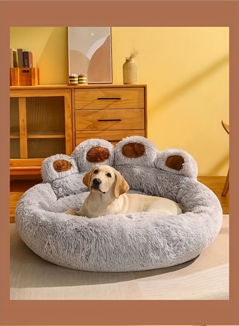   paw shaped pet bed dog nest long plush soft dog sleeping bed cushion sofa Product details 16