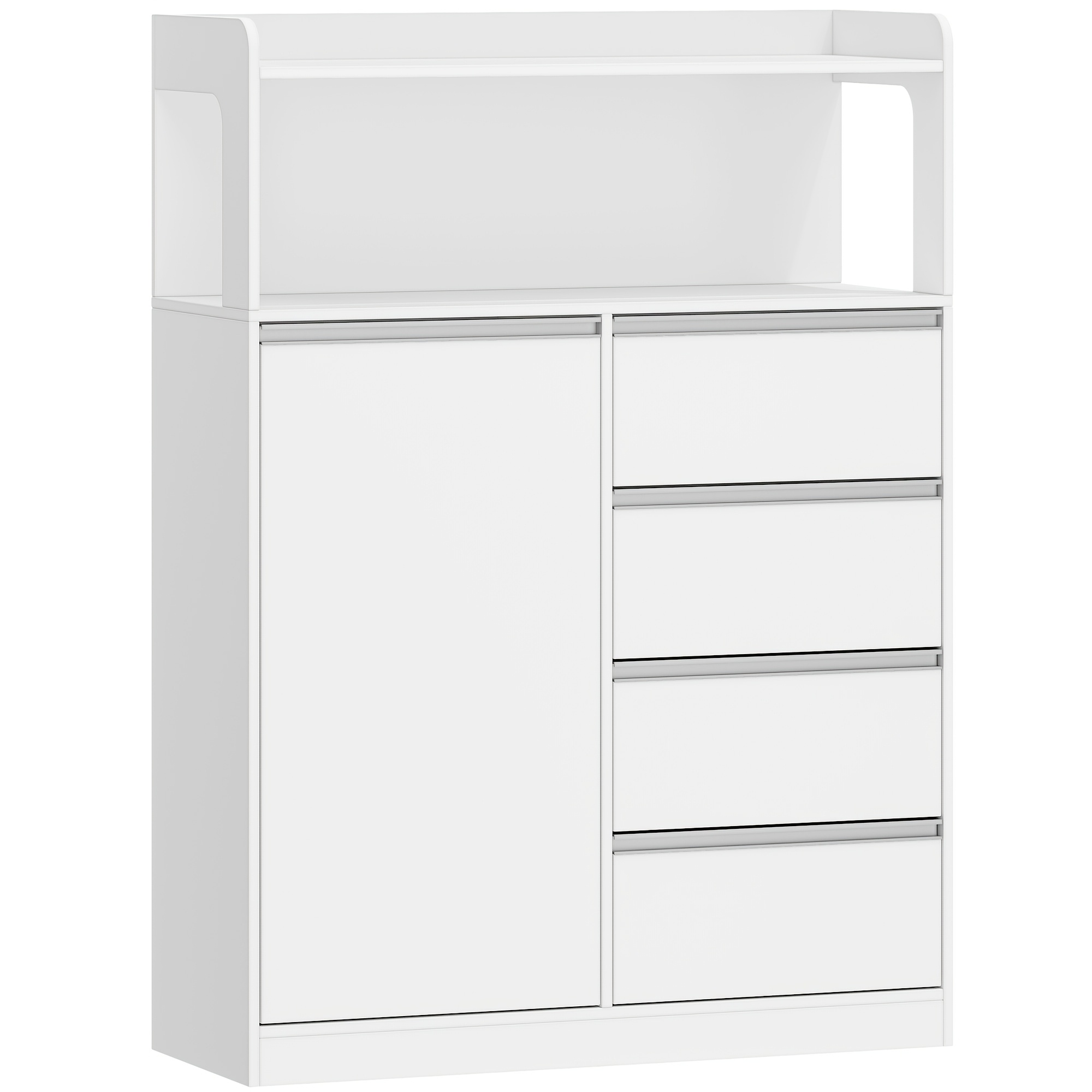 TEMU Tallapies, Armario de Baño, Armario de Cocina, Armario de Almacenamiento con 4 Cajones y Estante Abierto, Armario de Baño , Estante Ajustable,