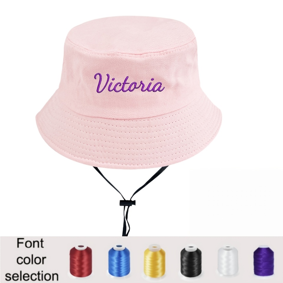 TEMU Custom Embroidered Personalized Name Bucket Hat - Breathable Face- Sun Hat Suitable For Hiking, Travel & Shopping, /initials, Hand Washable For