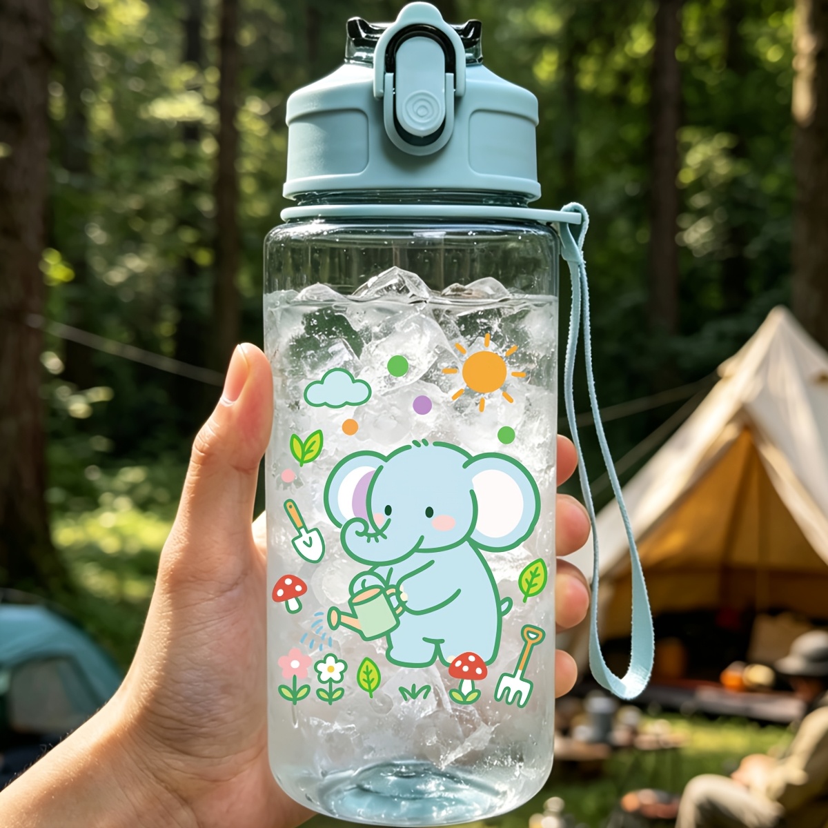 TEMU Personalizzabile - Borraccia in Plastica con Cannuccia, 500ml, con Elefante Cartone Animato, , Leone , Gatto che . Portatile a di Perdite per