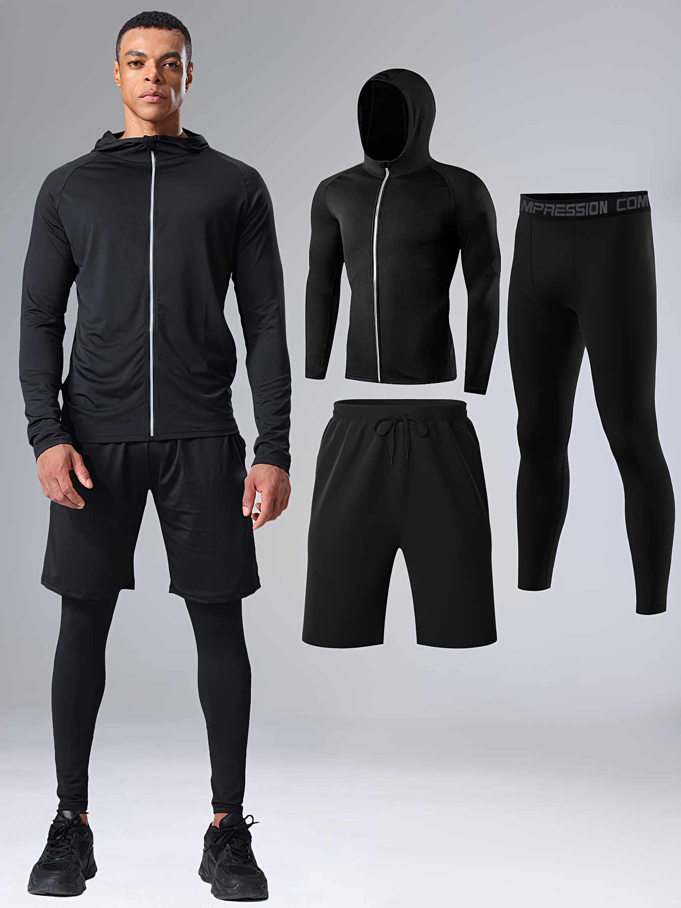 3pcs Men's Lightweight Quick-Dry Athletic Set