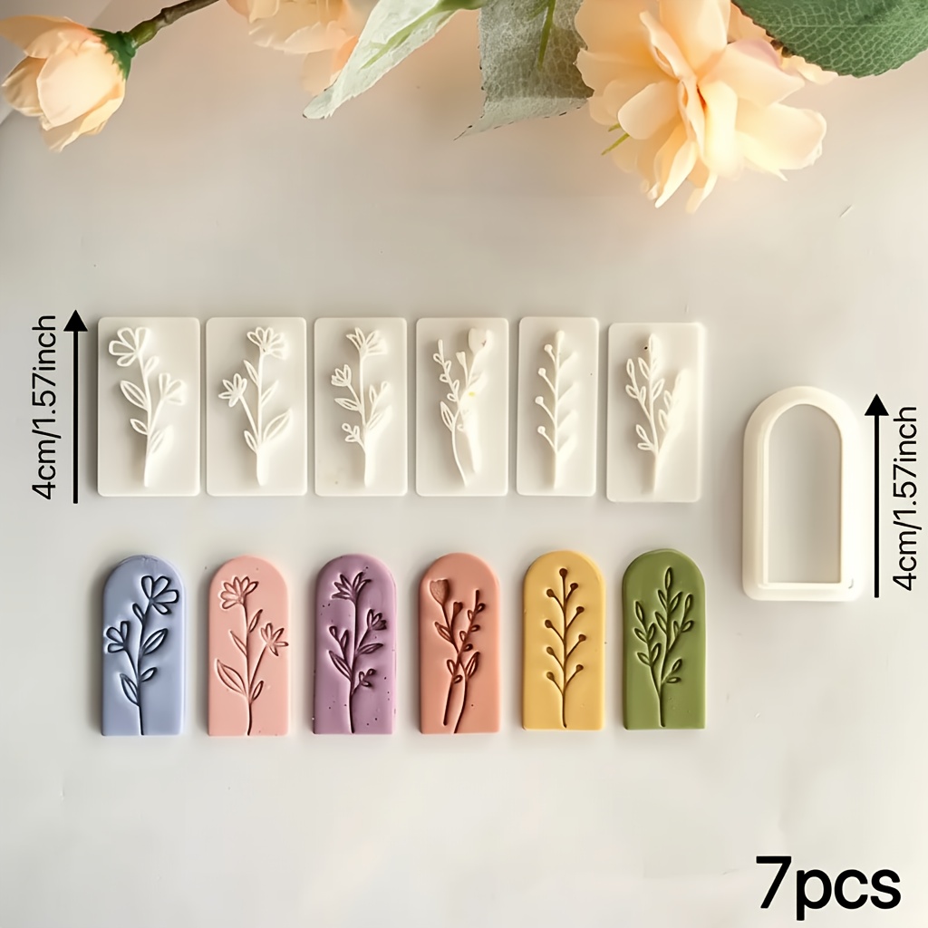 Set Of 7 Spring Series Plastic Molds For Leaves And Flowers | Create Pendants, Easy To Demold, Handmade Clay Shaping Tools, Clay Projects, Jewelry Making | Decorative Molds