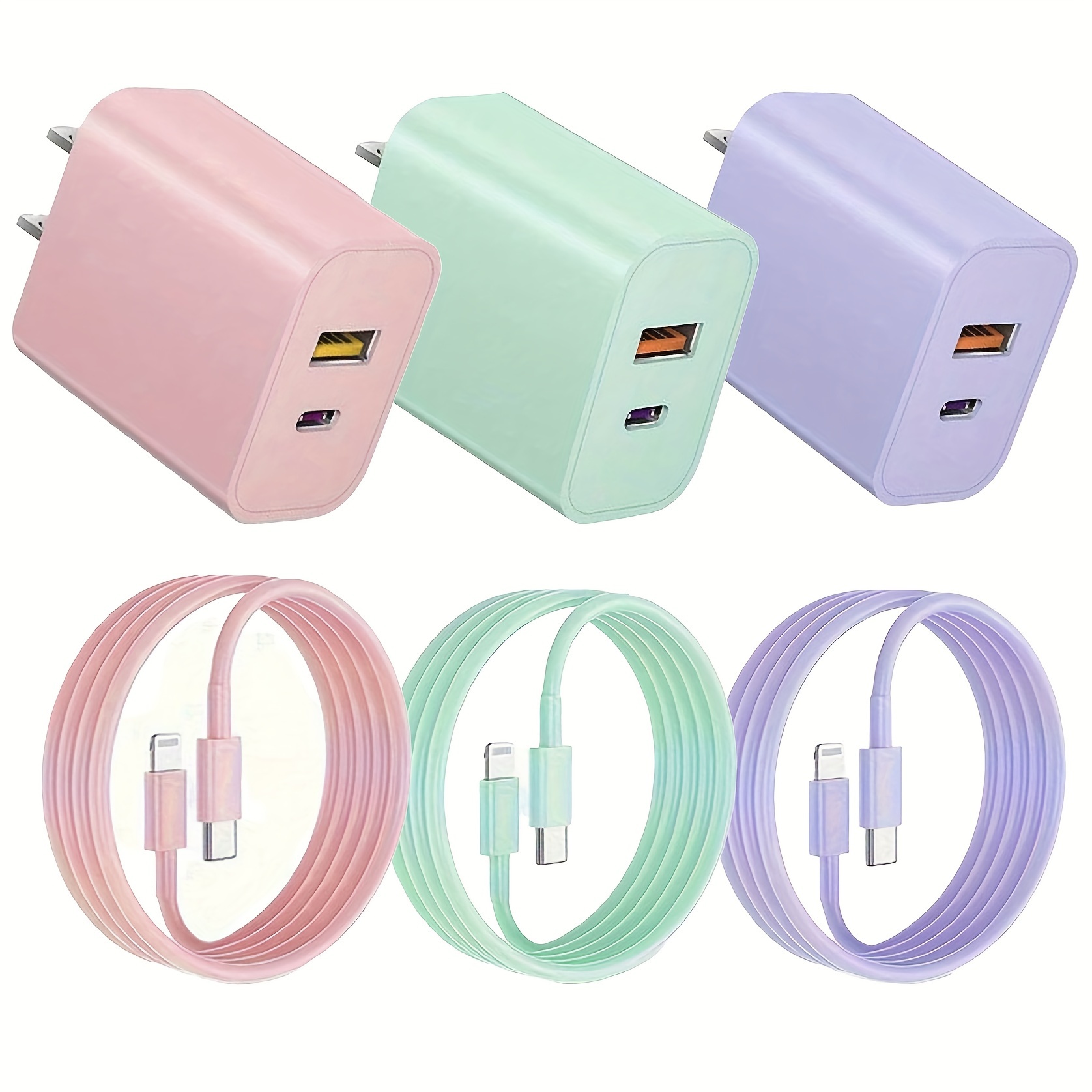 

Usb Wall Charger, Type C Fast Charging, 20w+20w Dual Fast Port Charger , Can Multiple Devices Simultaneously, With 6.6ft Extra Long Mfi Standard Fast Charging Cable, Compatible With Iphone14 11 7xs