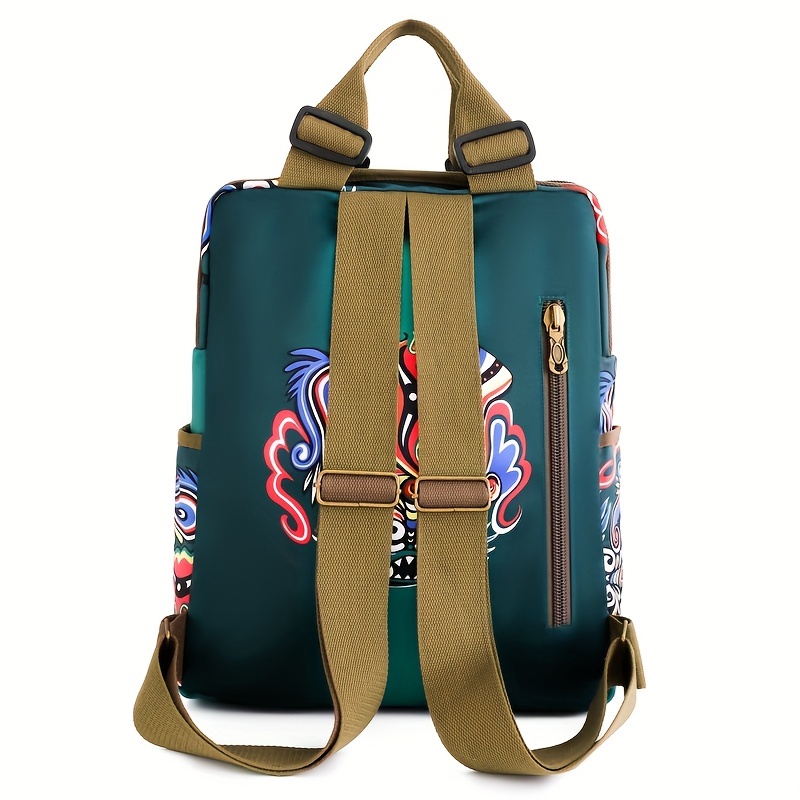 Mochila antirrobo para mujer, mochila de gran capacidad con estampado de moda, mochila ligera de nailon para portátil para viajes informales, desplazamientos y uso al aire libre, patrón aleatorio