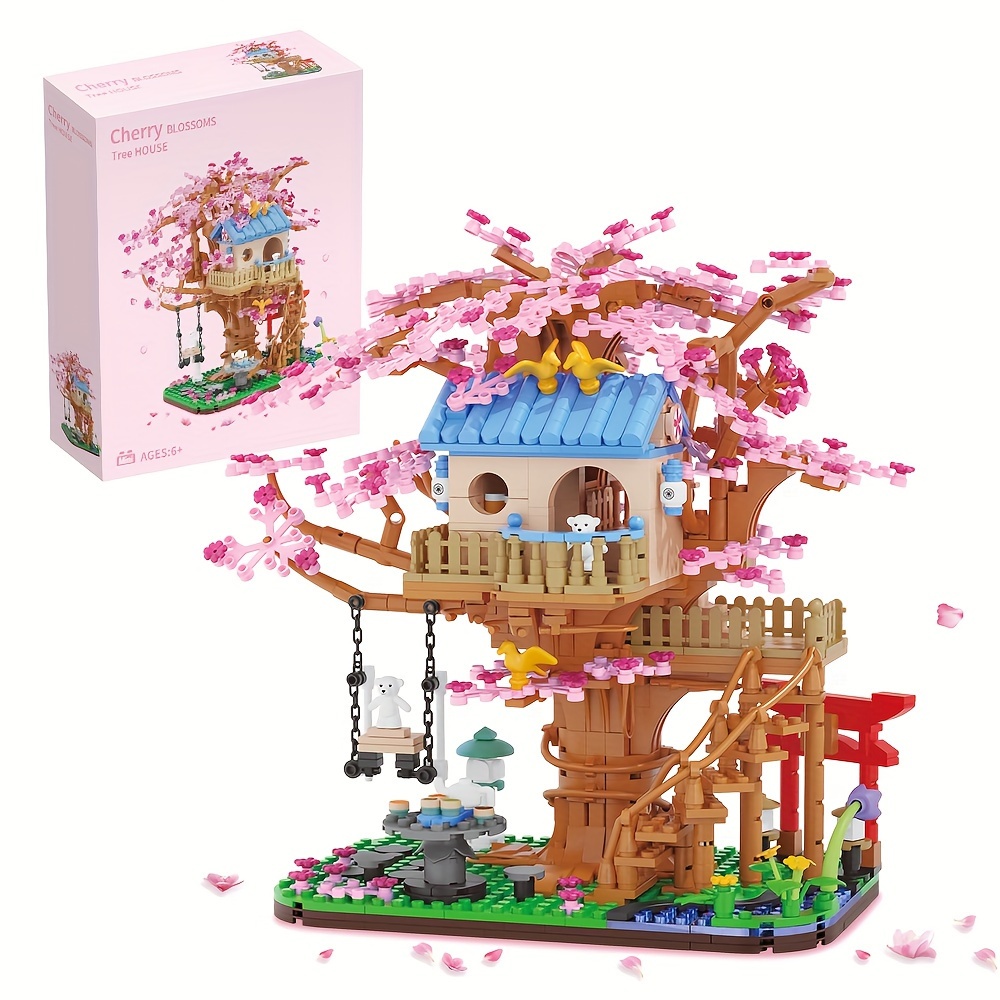 

Cherry Tree Building Kit, Flowers House Construction Set, Tree House Building Blocks Toys For Adults, 1446 Pieces Mini Bricks