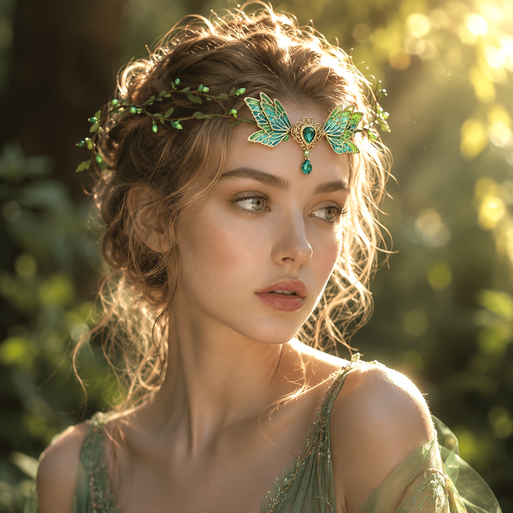 TEMU 1pc Accessoire de cheveux rétro à franges super féériques, Ornement de front papillon , Chaîne de cheveux goutte de , Serre-tête floral ,