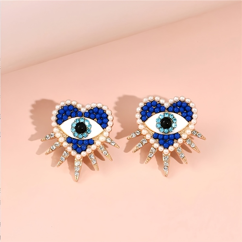 TEMU Une paire de boucles d'oreilles de cœur avec un œil de , parfaites pour la Saint-Valentin, à offrir à maman, ou pour la fête des mères comme