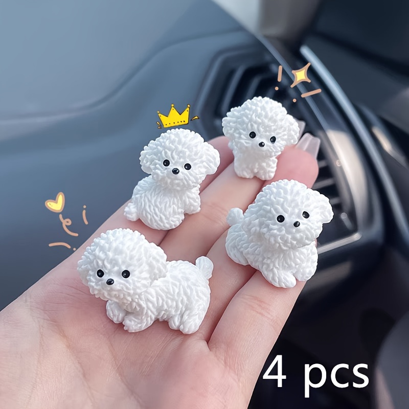 

Resin Figurines - Set Of 4, Cute Miniature Dog Dashboard Decorations, Car Interior Display Accessories