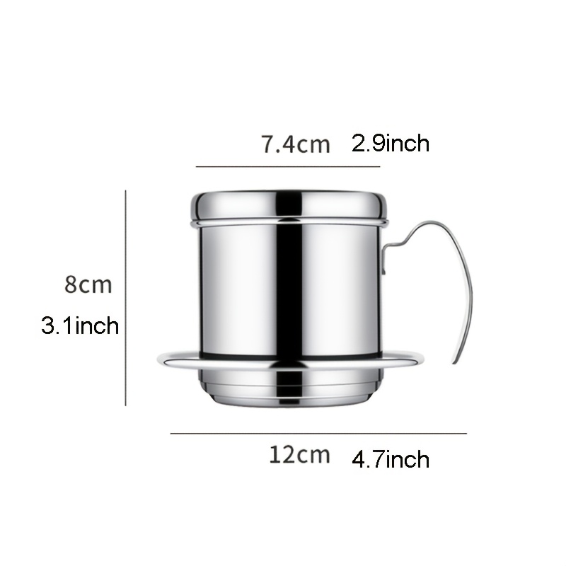 Image of 1pc Vietnamese Coffee Drip Pot, 304 Stainless Steel Cup For Home, Office & Outdoor Use, High Quality Reusable Filter Pot, Household Brewing Coffee Pot