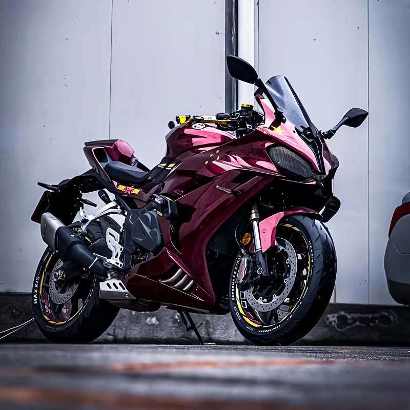 TEMU Ultra-glossy Red Vinyl Wrap, Self-adhesive Sticker For Car Projects, Featuring Technology In Dragon , Measuring 19.7 Inches By 118.11 Inches