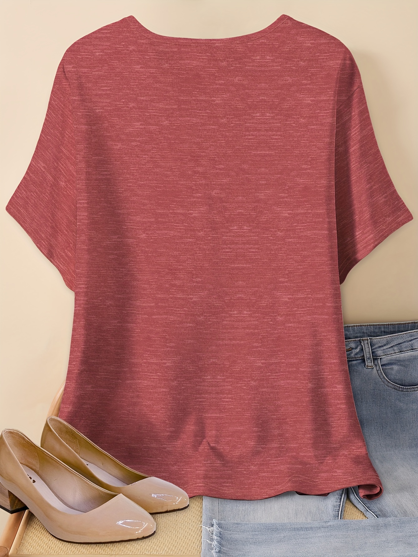 Plus Size Basic Solid Crew Neck T-Shirt, Casual Short Sleeve T-Shirt For Spring & Summer, Women's Plus Size Clothing