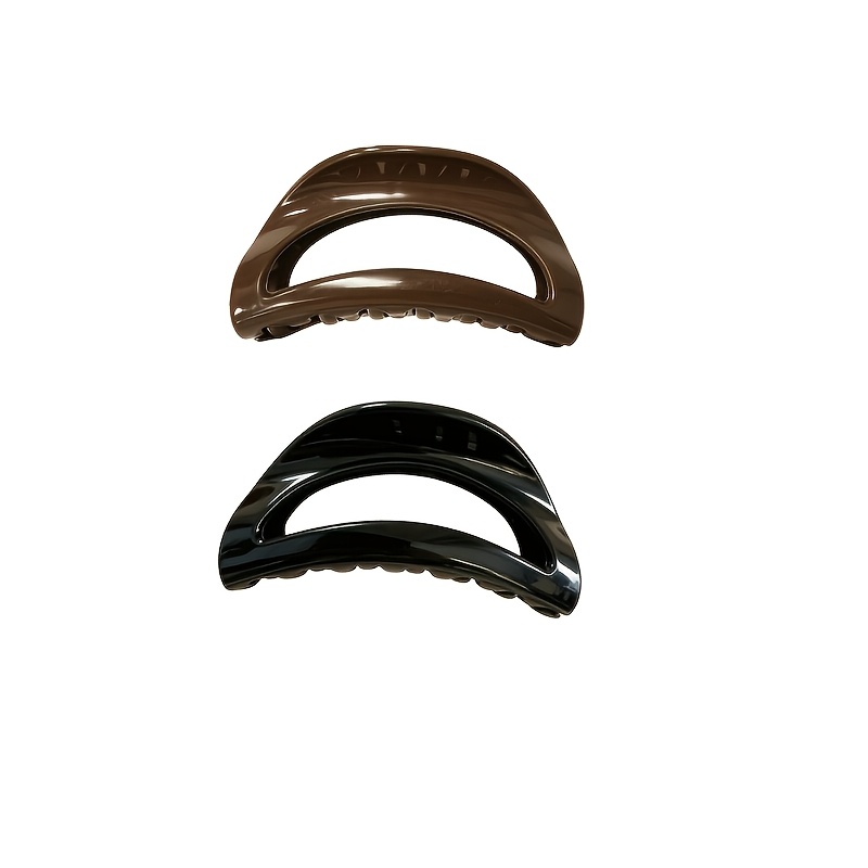 TEMU 2pcs Soft Curved Hair Claw Clip, Large Non-slip Hollow Hair Clip, Comfortable Hair Clip (suitable For Sleeping), Fashionable Medium-colored Hair
